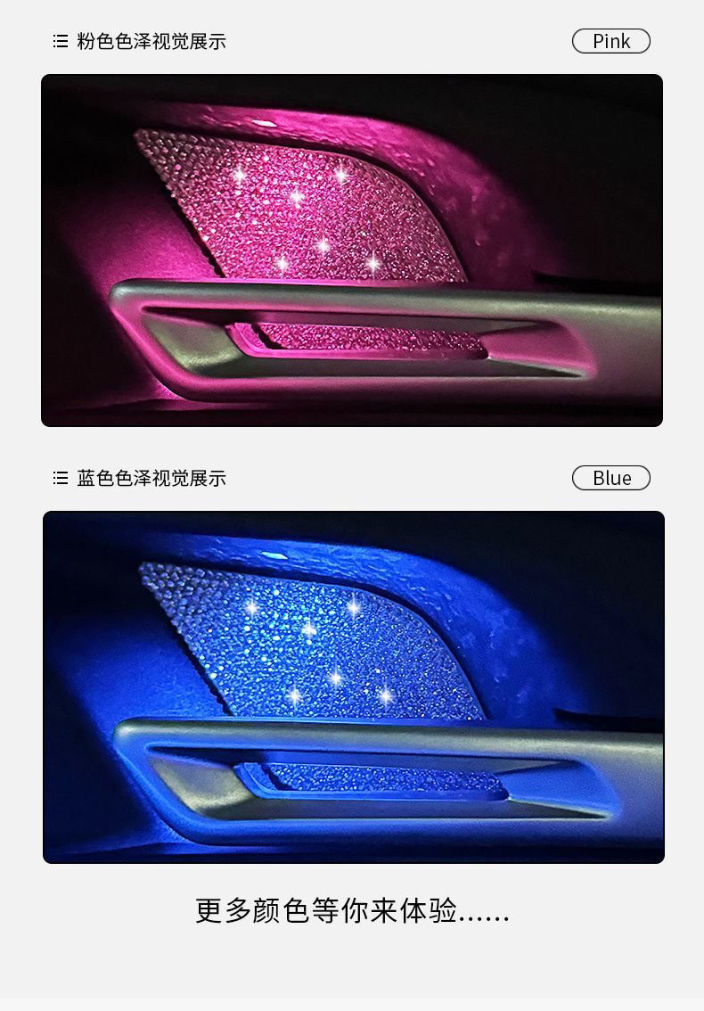 Car Interior Door Bowl Sticker New 3 Series I3X1X5X6X7 Ambient Light Decoration Diamond-Studded Interior Sticker Rearview Mirror Cover
