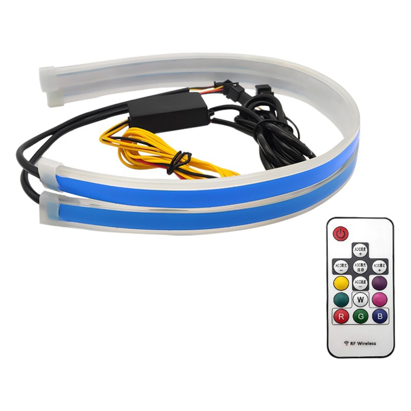Cross-Border Exclusive Supply of Automotive Led Flowing Daytime Running Lights, Sequential Turn Signals, Multifunctional Automotive Colorful Daytime Running Lights, and Light Eyebrows
