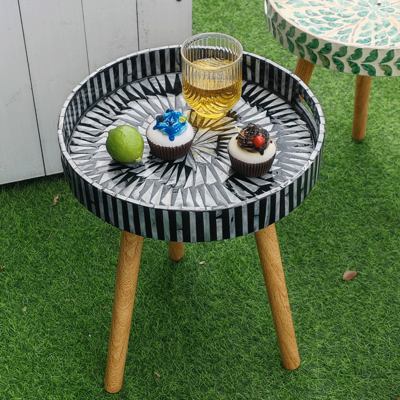 Mesa de té de madera sólida, mesa de té de madera sólida, sofá de salón, mesa redonda de balcón, mesa de té de almacenamiento en el hogar