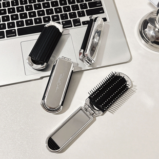 Folding Comb, Portable Air Cushion Comb, Portable Comb with Mirror, Two-In-One Small Comb, Air Cushion Comb, Mini Massage All-In-One