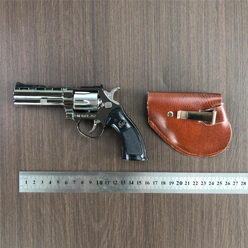 模擬合金モデルおもちゃレザーケースリボルバーは発射できず、音だけを聴くことができます子供時代のノスタルジックなおもちゃの銃卸売|undefined