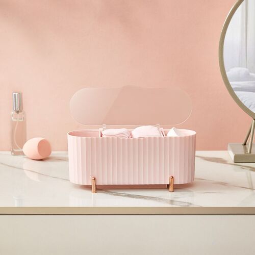 Desktop makeup brush, transparent covered makeup cotton, makeup egg storage box, cosmetics storage box, cotton swab storage box