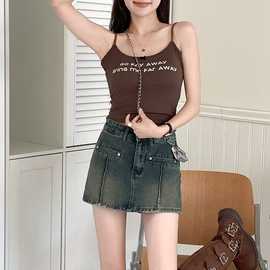 美式复古蓝牛仔短裤女2025年夏季高腰显瘦百搭防走光设计辣妹裙裤