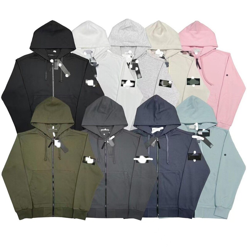 Correct Ss Shirt Autumn and Winter Men's and Women's Hooded Sweatshirt Pure Color Island Armband Badge Zipper Sweatshirt Jacket