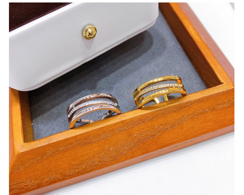 Fashion Round Copper Plating Zircon Open Ring 1 Piece