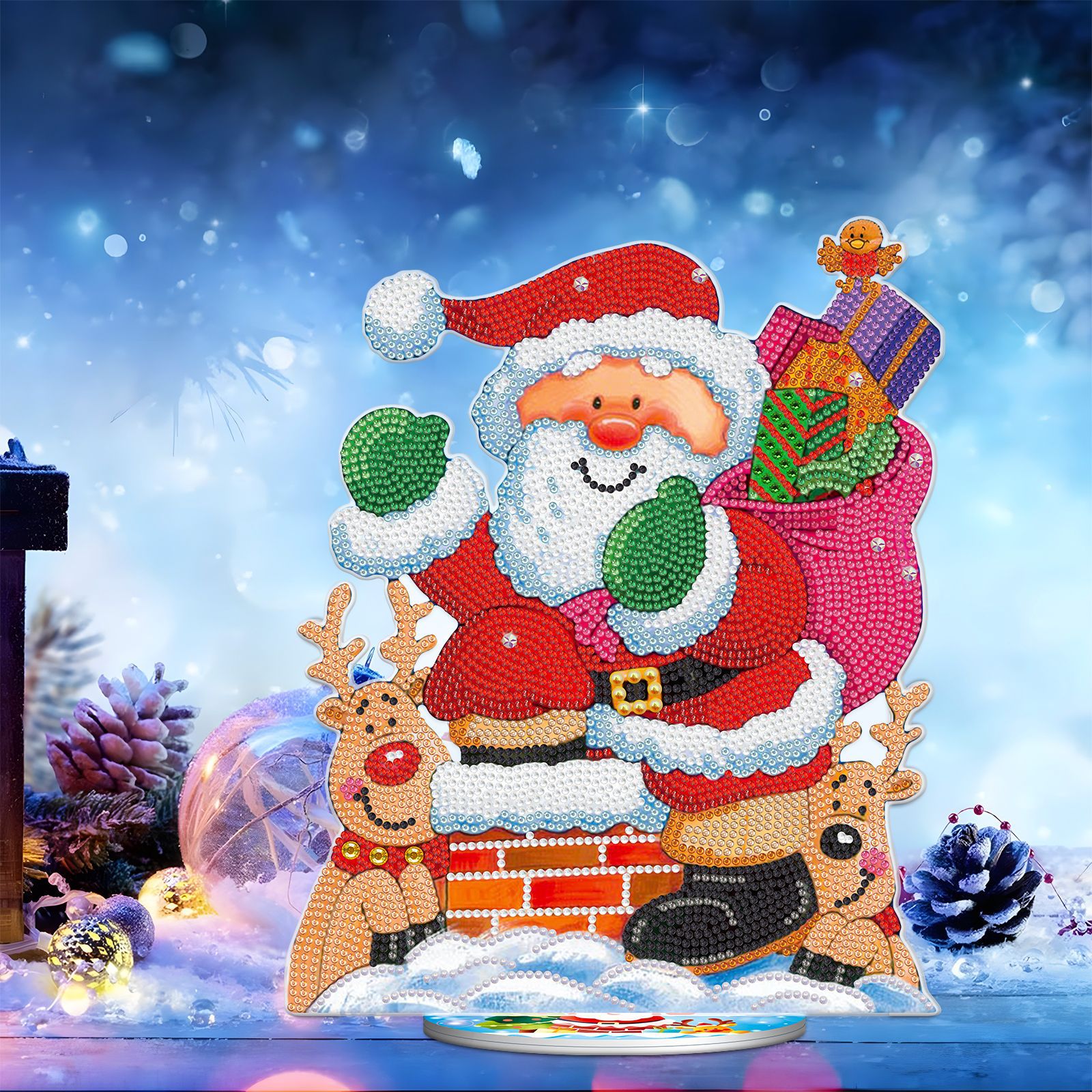 Diamante pintura perimetral DIY creativa nueva tarjeta de decoración unilateral decoración de escritorio de Navidad pintura puede ser distribuida al por mayor