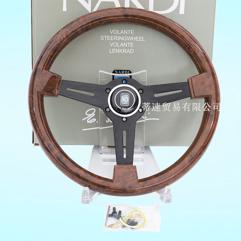 Factory direct 14 inch ABS mahogany car modified 350MM imitation mahogany retro steering wheel universal plane