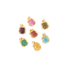 18Kͭ�ƽ��ε�׹ ΢���ʯ����ŷ��ʱ�и�����������DIY��Ʒ