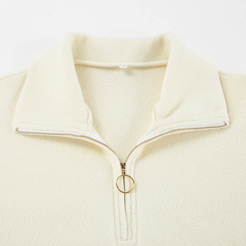 Autumn Winter Lazy Knitted Lamb Cashmere Beige Loose Fitting Casual Pullover All Matching Collared Sports Women Top