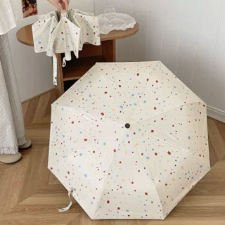 奶油泼墨全自动ins雨伞晴雨两用太阳伞防晒紫外线黑胶折叠遮阳伞