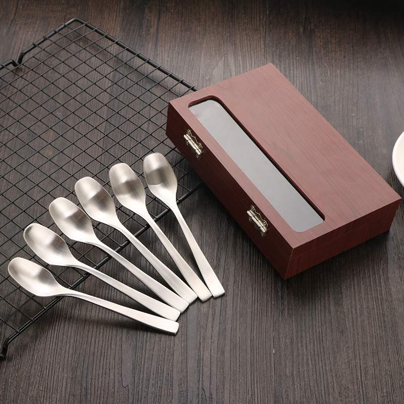 304不锈钢咖啡勺马克杯短茶匙可爱ins长柄冷饮冰勺奶粉搅拌小勺子|ru