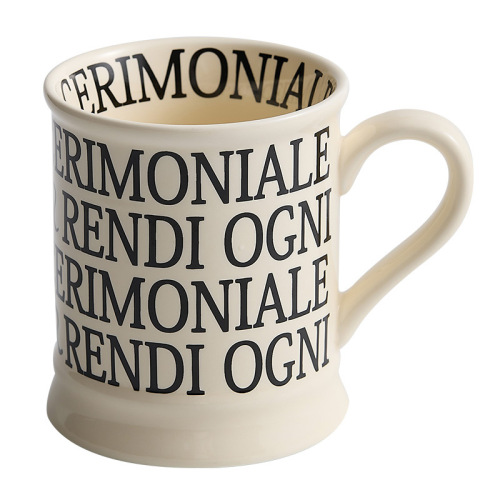 Roman Impression Letter Ceramic Milk Glass High-Heeled Cup Coffee Cup Cream Series Breakfast Cup