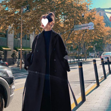 新款秋冬大码女装毛呢外套中长款加棉加厚宽松遮肉显瘦过膝呢大衣