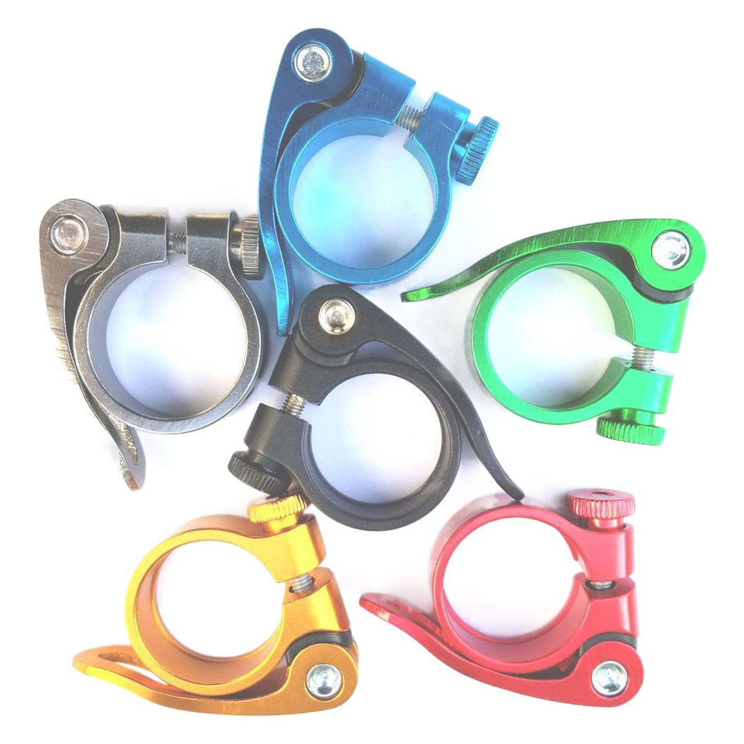 Mountain Bike Seat Tube Clamp 28.6/31.8/34.9mm Aluminum Alloy Quick Release Seat Post Clamp Ring