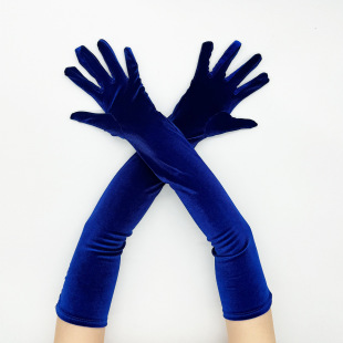 Winter long thickened gold velvet gloves stage performance etiquette dress gloves 1920s retro dance gloves
