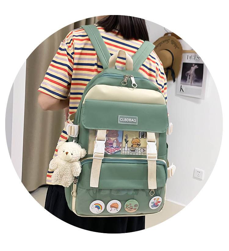 Wholesale Four-piece High Capacity Bear Doll Pendant Canvas Backpack Nihaojewelry display picture 19