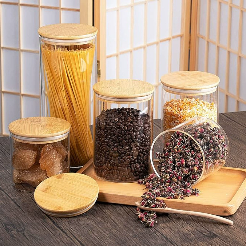 Трансграничная горячая продажа стеклянная герметичная банка для кофе в зернах зерновых чайная банка прозрачная боросиликон штабелируемая емкость для хранения пищевых продуктов