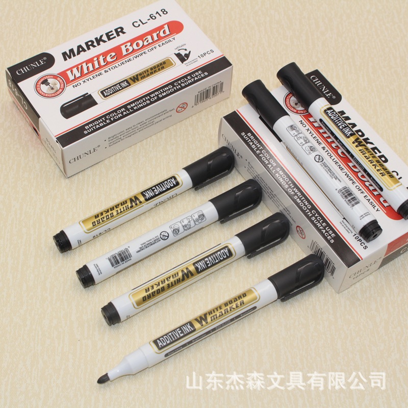 CL618可加墨白板笔大容量可擦白板笔大头笔黑色 便捷加墨设计