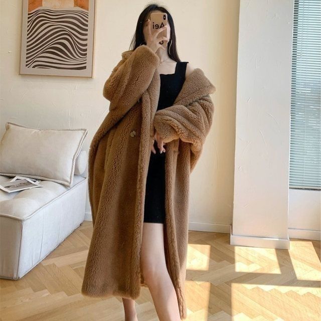 Teddy Bear Mid-Length Dilireba Same Style Winter Furry Coat Fur Integrated Lamb Wool for Women