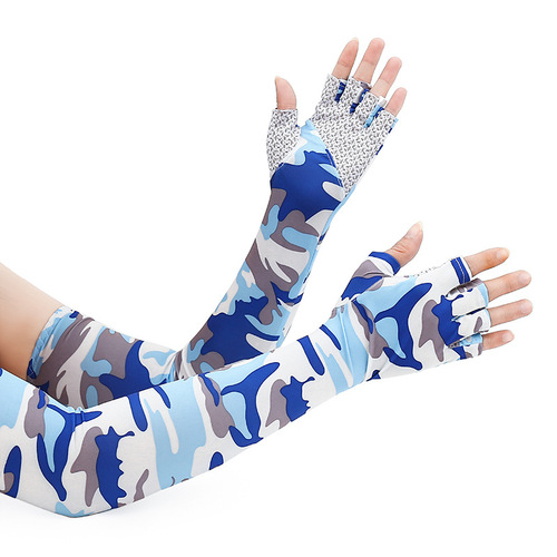 Outdoor half-finger gloves, summer thin sun protection cycling gloves, ice silk non-slip fishing sleeves