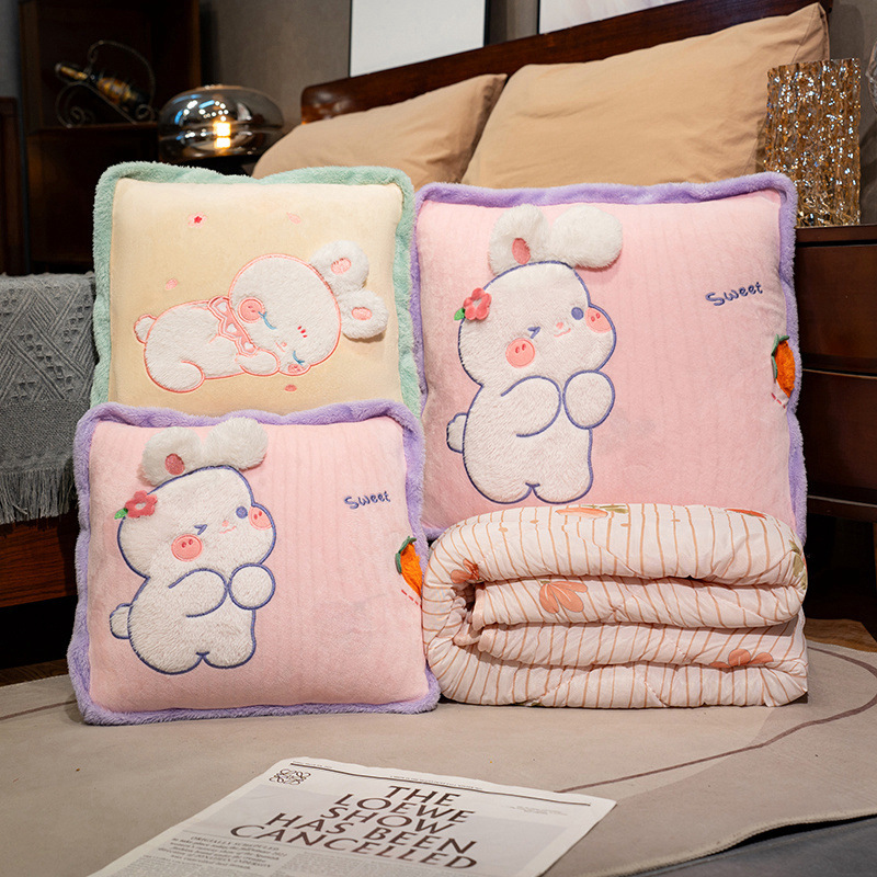 almohada de seda de hielo, colcha, almohada plegable para automóviles, almohada de oficina, almohada de siesta, manta 2 en 1 para mujeres