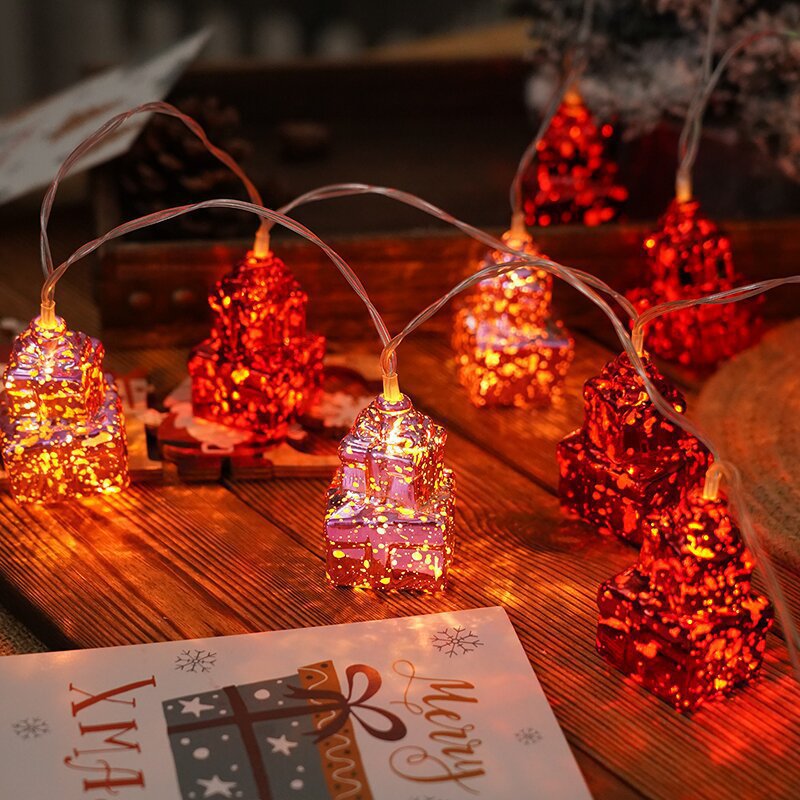 Nuevo transfronterizo LED caja de regalo de bola de Navidad serie de cinco estrellas pequeñas luces de color árbol de Navidad colgante diseño de corazón de niña