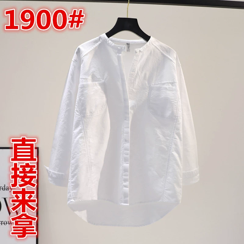 Свободная Повседневная рубашка с круглым вырезом и двойным карманом, Женская хлопковая рубашка с длинными рукавами в Корейском стиле, модный топ