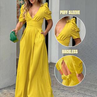 N 31995 Elegant Solid Color Jumpsuit �����B�wѝ �羳�W��