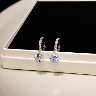 Super fairy zircon pendant earrings Korean sweet and elegant diamond earrings temperament small ball smart earrings