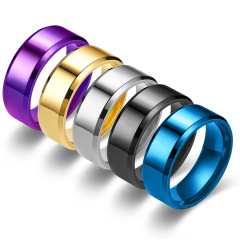 黛浩歐美時尚外貿雙斜邊經典不鏽鋼光面戒指光板源頭廠家