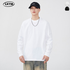 Lktmメンズ # 純綿長袖tシャツメンズ丸首ゆったり潮日系インナーカジュアル上着プルオーバー