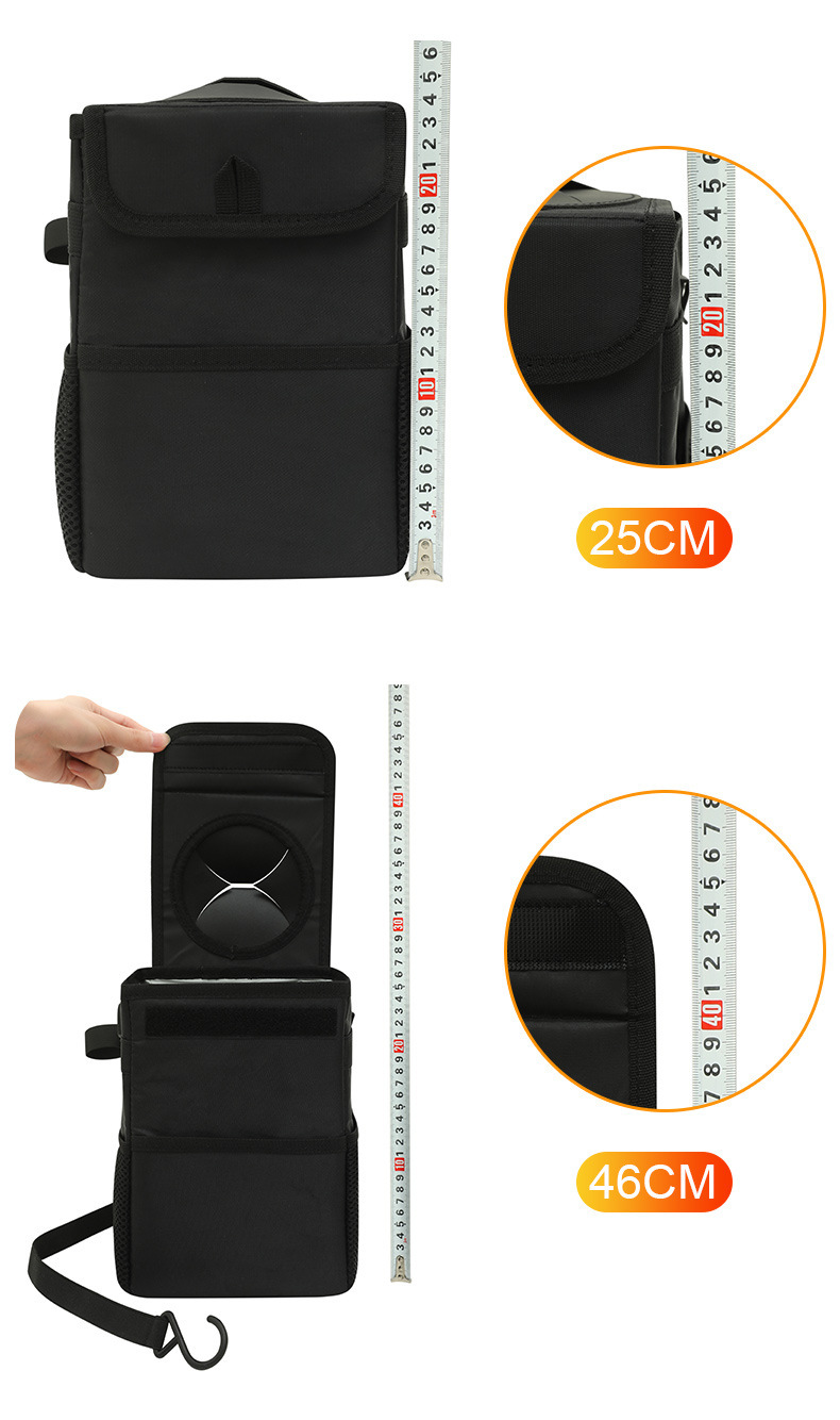 Car-Mounted Waterproof and Leak-Proof Foldable Multifunctional Storage Box with Lid and Seat Back Hanging Garbage Storage Box
