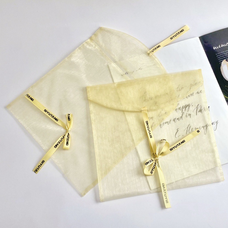 蝴蝶结绑带纱袋简约复古丝巾丝绸睡衣吊带内衣包装袋欧根纱信封袋