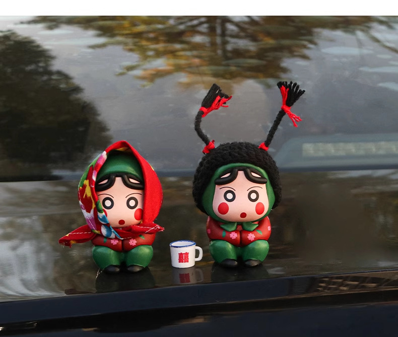Cute Cartoon Fat Tiger Car Tail Pendant Doll Couple Roof Decoration Trunk Doll Car Ornaments