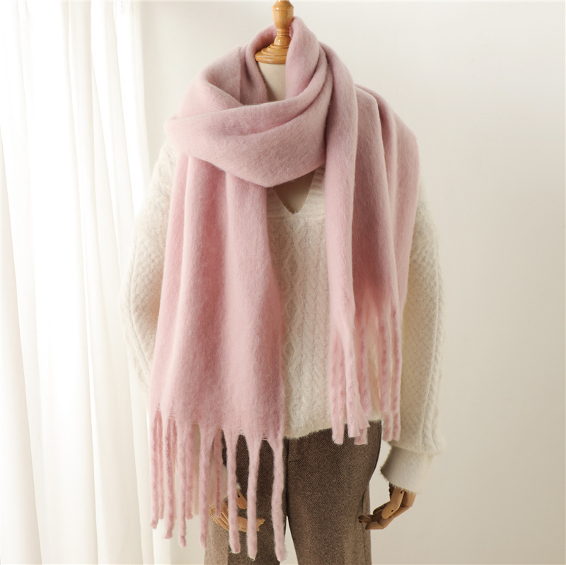 Mohair Schal Für Damen Und Herren Mit Fransen Und Perlen_voghion.com
