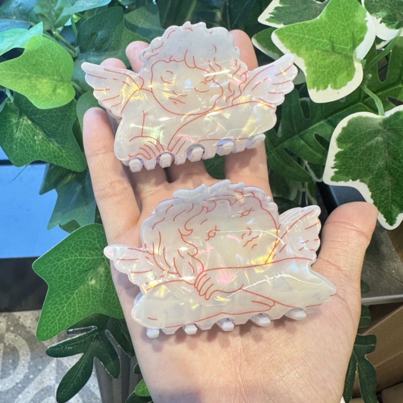 卡通天使翅膀抓夹可爱发夹浪漫丘比特马尾夹时尚鲨鱼夹高级感发饰
