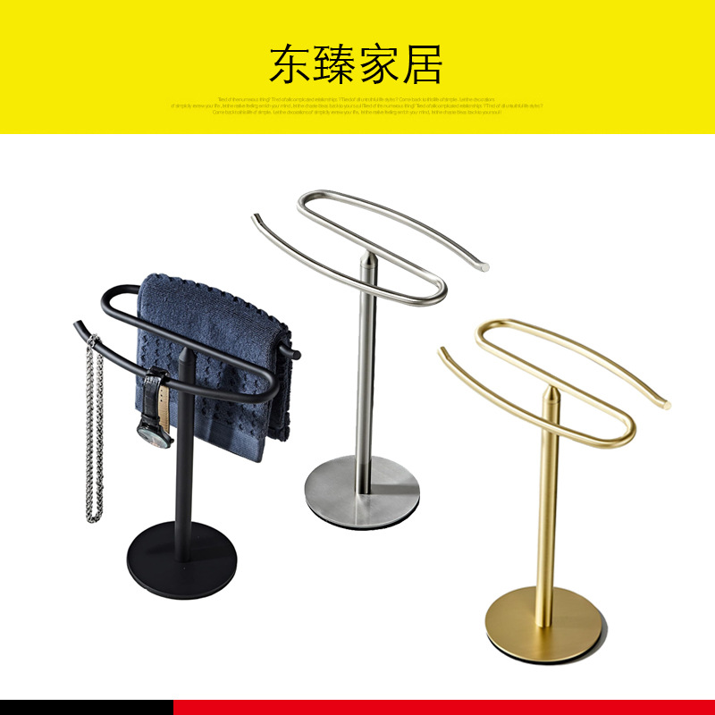 Acero inoxidable toalla joyería reloj rack piso vertical móvil ponche libre toalla bar baño rack de almacenamiento