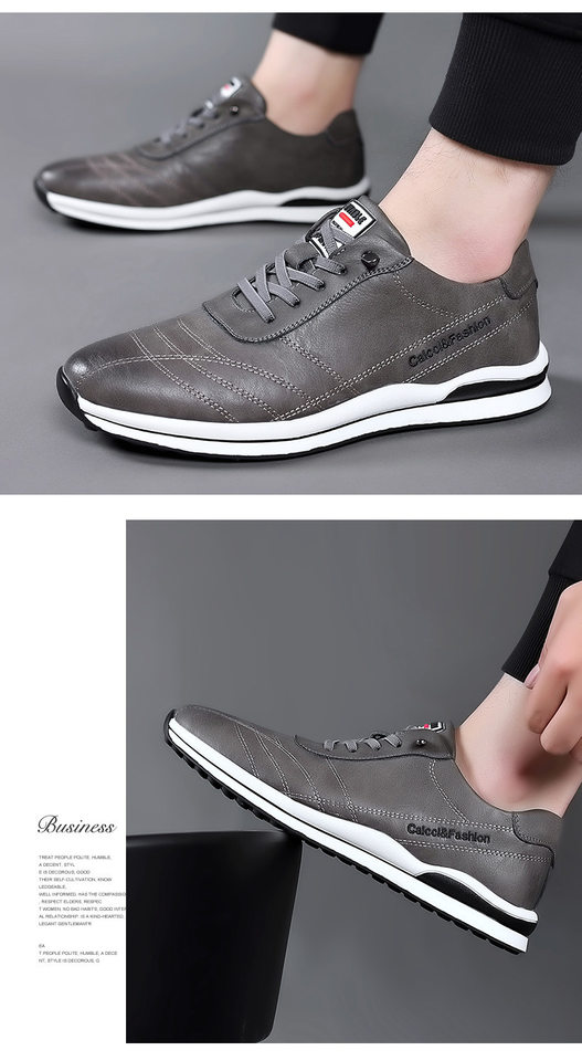Giày da nam thường ngày dễ phối, thoáng khí, kiểu dáng hiện đại, gót thấp 1–3 cm — Màu trắng, Màu xám, Màu đen chi tiết 22