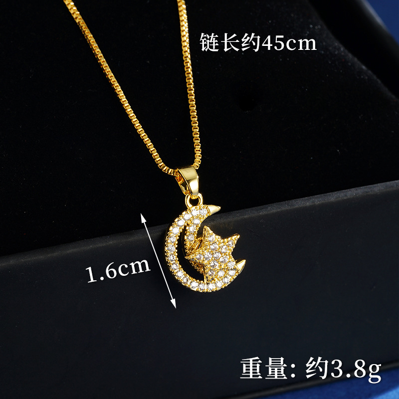 ins nuevos productos de arena de oro vietnamita media luna de estrellas con diamantes ligeros de lujo collar simple pendientes anillo conjunto de joyas Yiwu