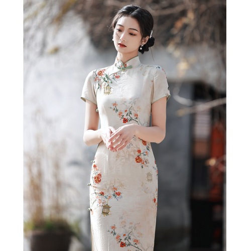 Chinese Dresses Qipao for women f ramie cheongsam long wholesale girl improved qipao dress in summer