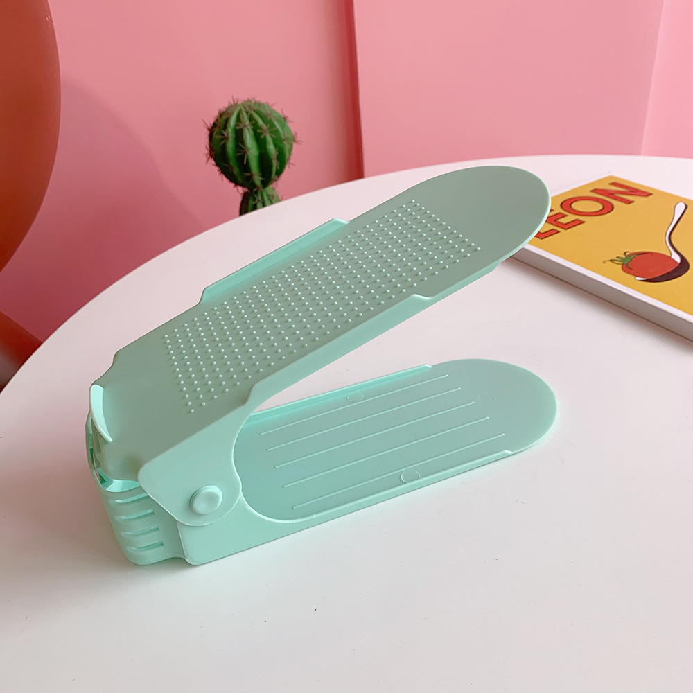 Nuevo estante de zapatos de almacenamiento simple, estante de zapatos plegable simple, estante de zapatos ajustable de plástico de doble capa integrado