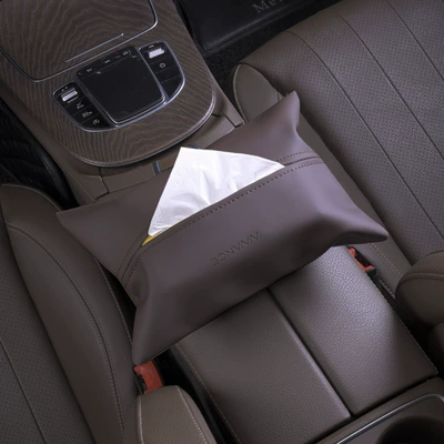 Sunshade PU Leather Car Multifunctional – Car tissue box/set - coffee-color