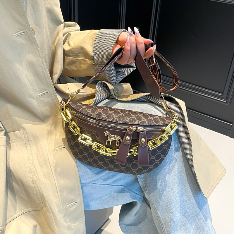 2025 otoño nuevo bolso de impresión de mujer bolso de pecho retro europeo y americano bolso de hombro de mujer bolso de cintura casual de moda bolso de mochila