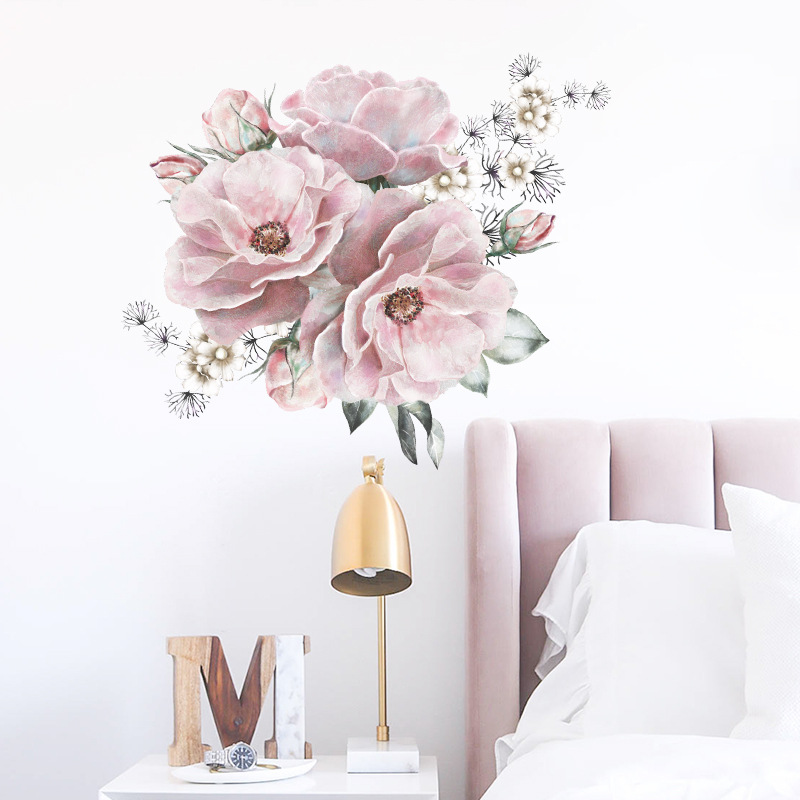 New Fashion Pink Big Peony Flower Wall Sticker display picture 5