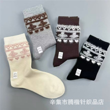 日本西太后袜子秋冬加厚中筒袜保暖羊毛袜复古堆堆袜冬天外穿长袜