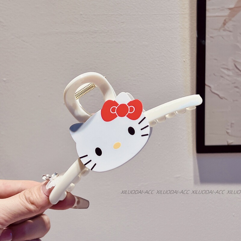 スイートピンクバレエ風キティ猫シリーズヘアアクセサリー女性用かわいいヘアクリッププリンセス後頭部クリップ|undefined