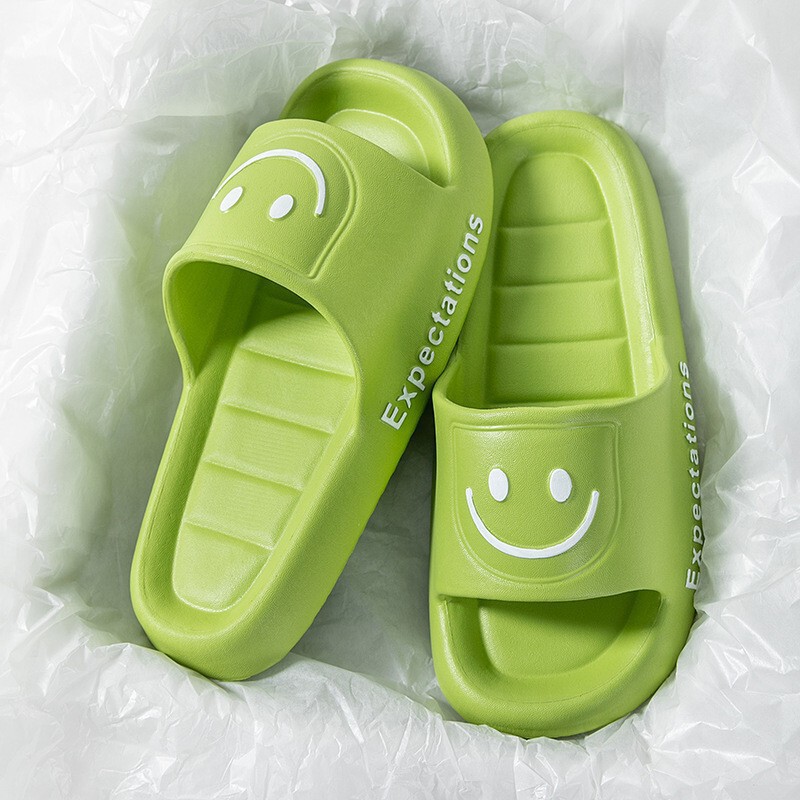 Cute Smiley Face Home Wear-Resistant Slippers for Men, Summer Slippers for Bathroom, Non-Slip Indoor Bathroom Slippers for Women