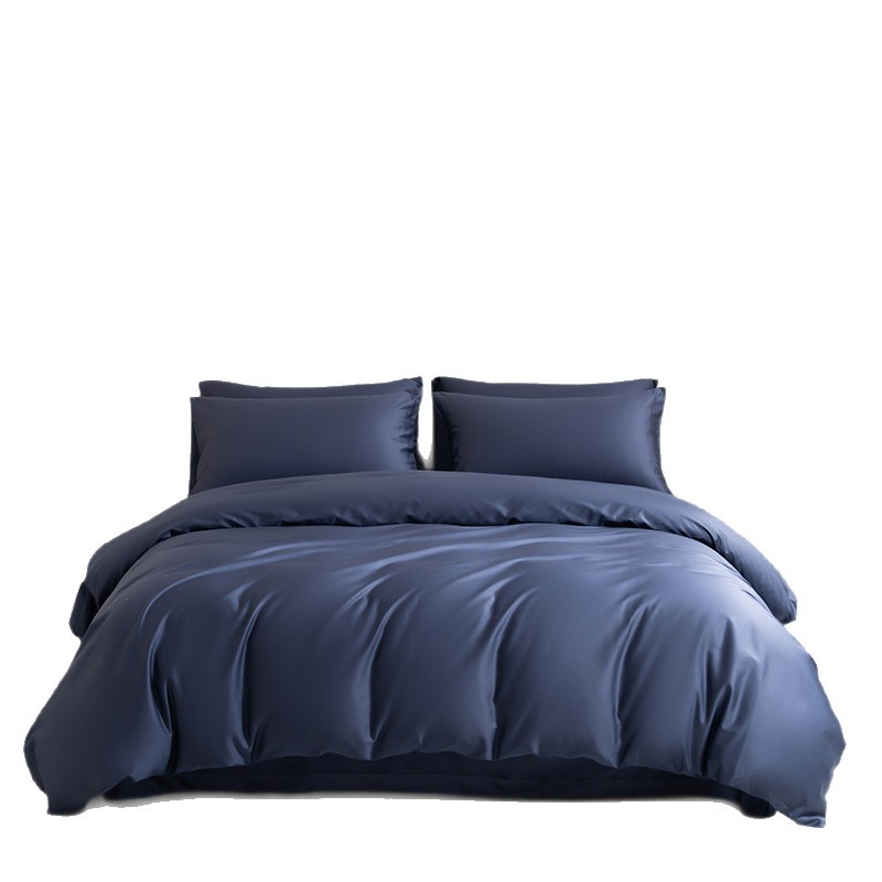 Luxury Solid Colour Four-piece Bedding Set Cotton Sateen Bed Sheet_voghion.com