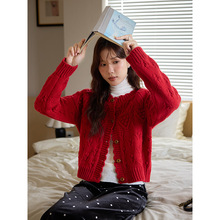 【手作织语】歌铭复古钩花毛针织开衫女装冬季新款长袖毛衣J683C