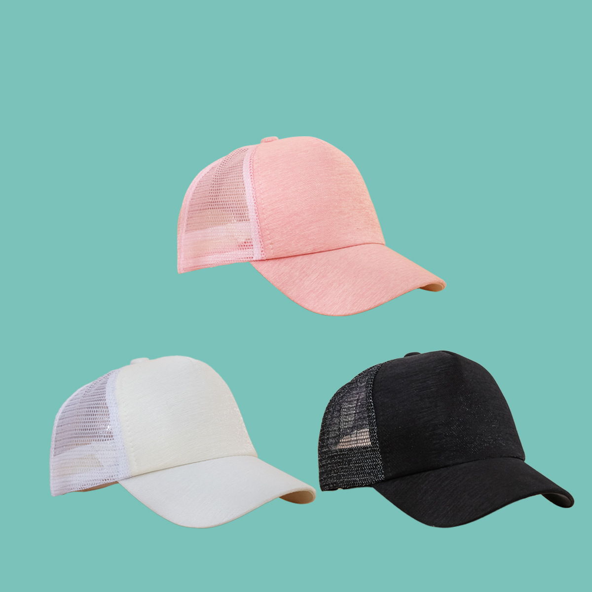 Korean Pink Mesh Cap Baseball Cap display picture 13